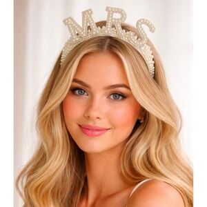 MRS Bride Pearl Headband Bachelorette Party Hair Accessory
